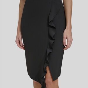 DKNY Asymmetrical Ruffle Pencil Skirt